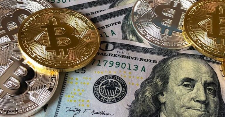 Investing - Bitcoins and U.s Dollar Bills