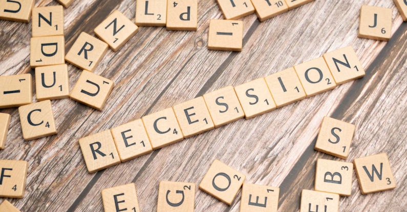 Downturns - The word recession spelled out with scrabble letters